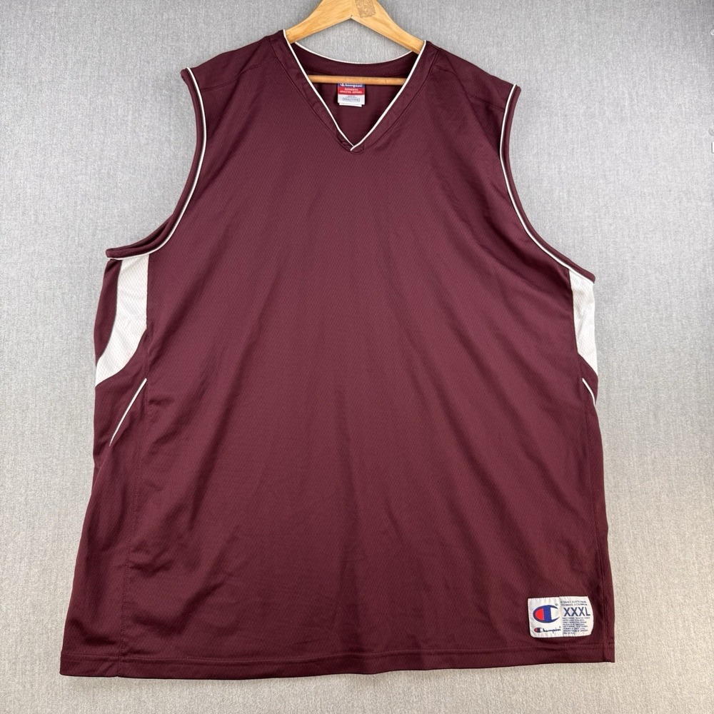 Champion Basketball Jersey Mens XXXL 3XL Maroon Mesh Sleeveless Workout Game Day
